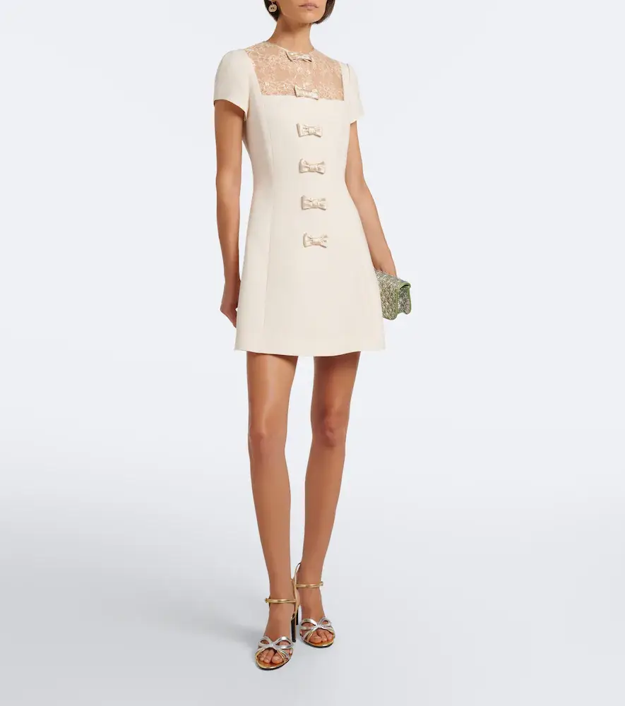 Valentino Garavani Crepe Couture lace-trimmed minidress | Thumbnail 4 Valentino Garavani Crepe Couture lace-trimmed minidress | Thumbnail 4