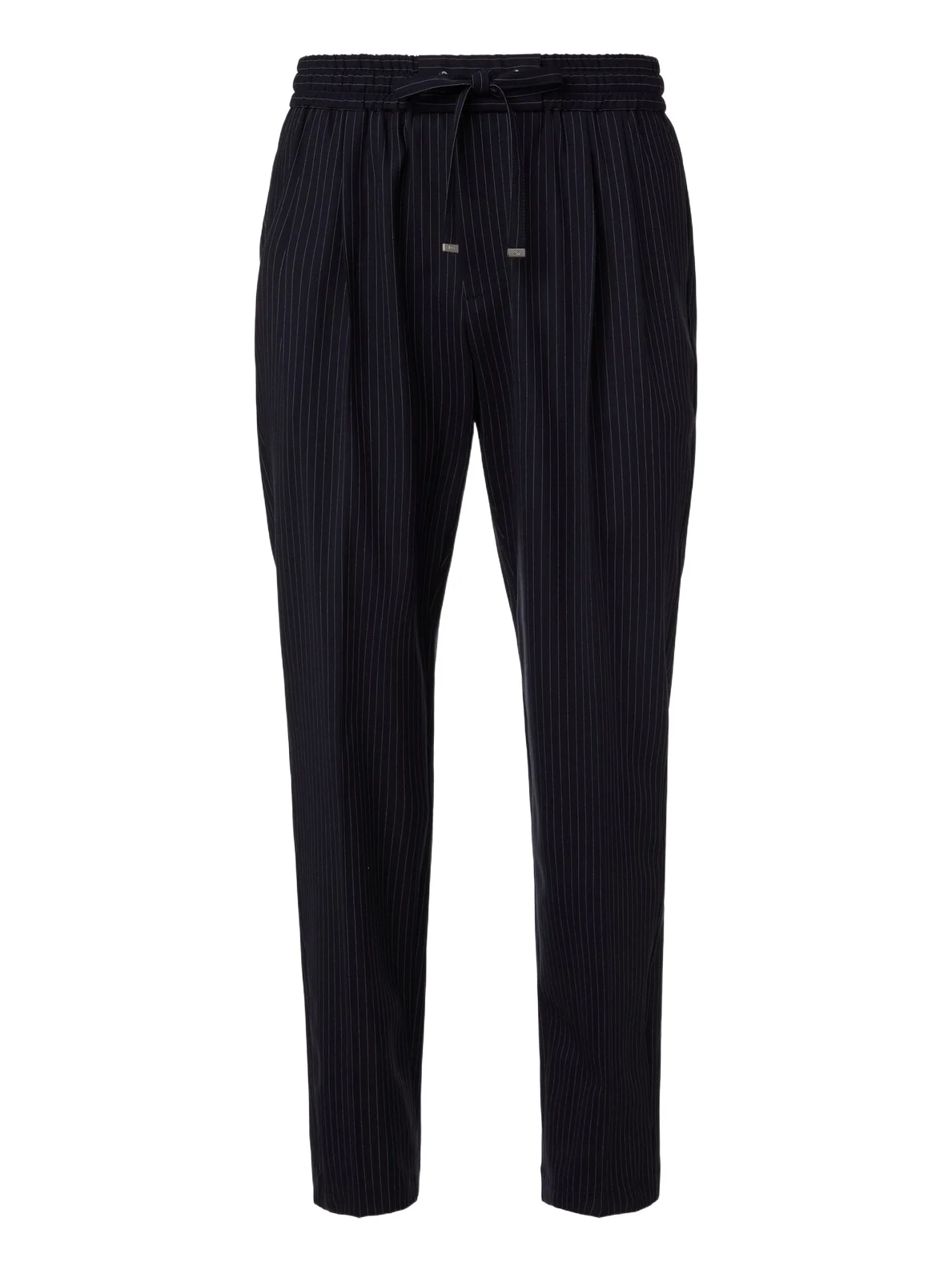 Pinstripe wool-blend straight pants