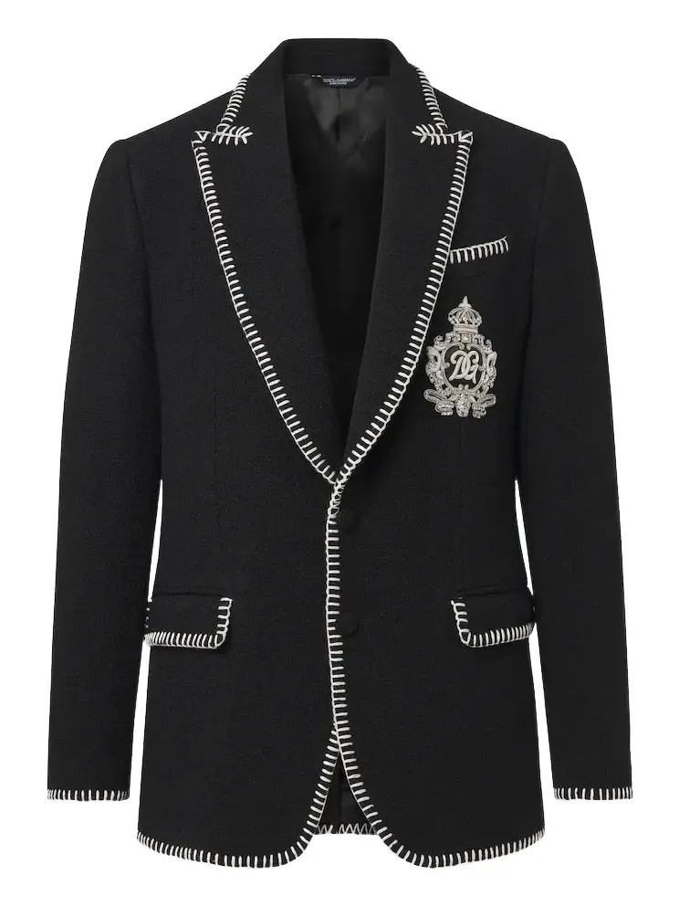 Dolce & Gabbana DG embellished wool-blend tweed blazer