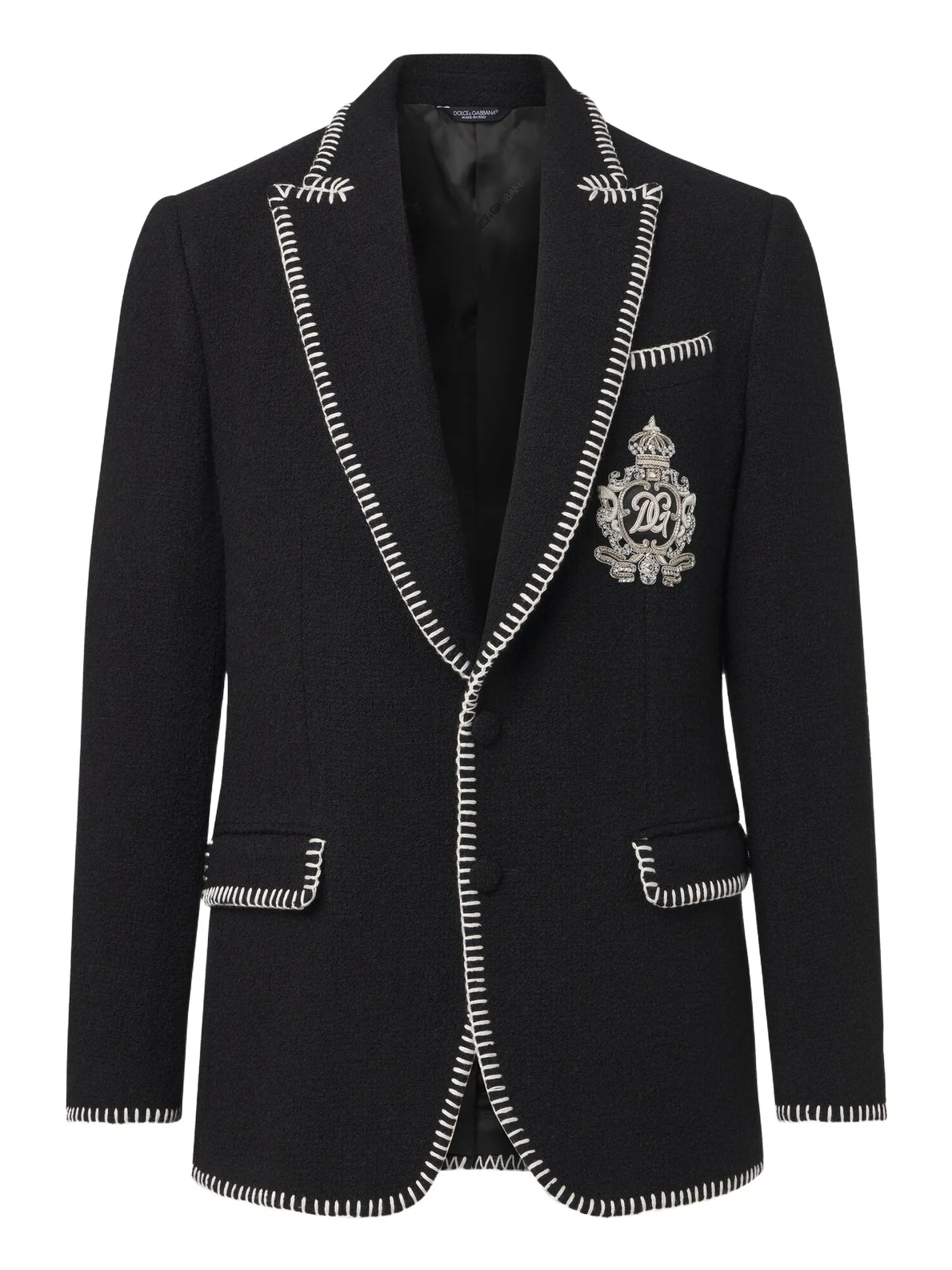 Dolce & Gabbana DG embellished wool-blend tweed blazer