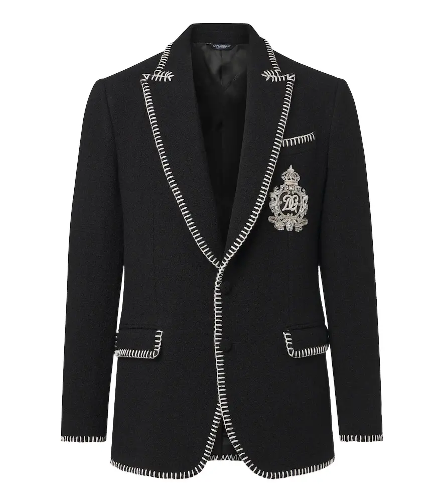 Dolce & Gabbana DG embellished wool-blend tweed blazer | Image 1 Dolce & Gabbana DG embellished wool-blend tweed blazer | Image 1
