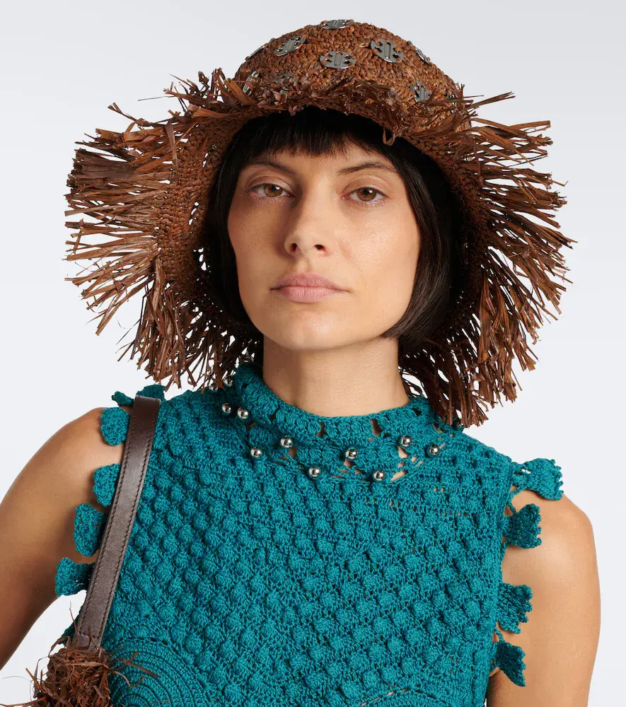 Rabanne Fringed studded raffia bucket hat | Thumbnail 4 Rabanne Fringed studded raffia bucket hat | Thumbnail 4
