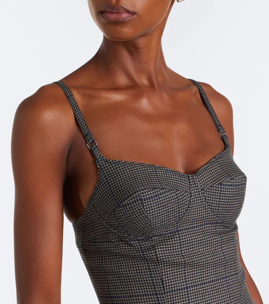 Mugler Houndstooth wool midi dress | Thumbnail 4