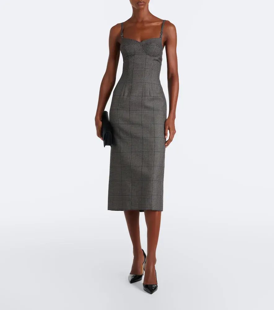 Mugler Houndstooth wool midi dress | Thumbnail 5