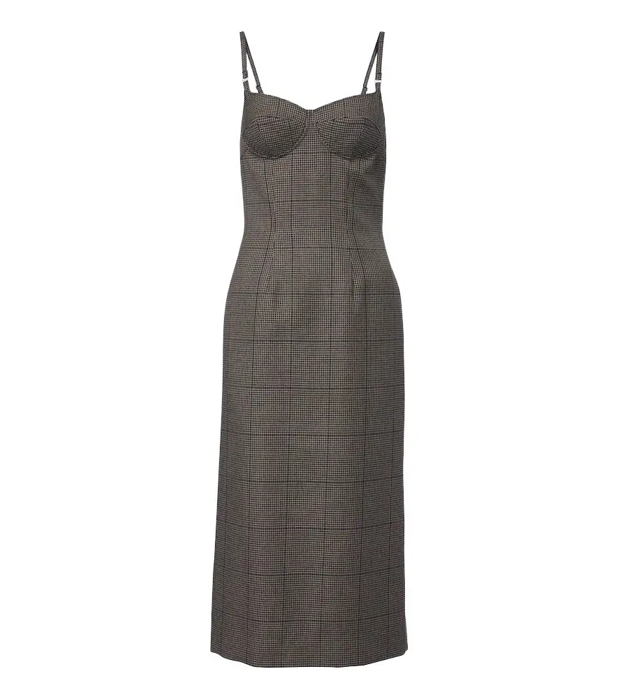 Mugler Houndstooth wool midi dress | Image 1 Mugler Houndstooth wool midi dress | Image 1