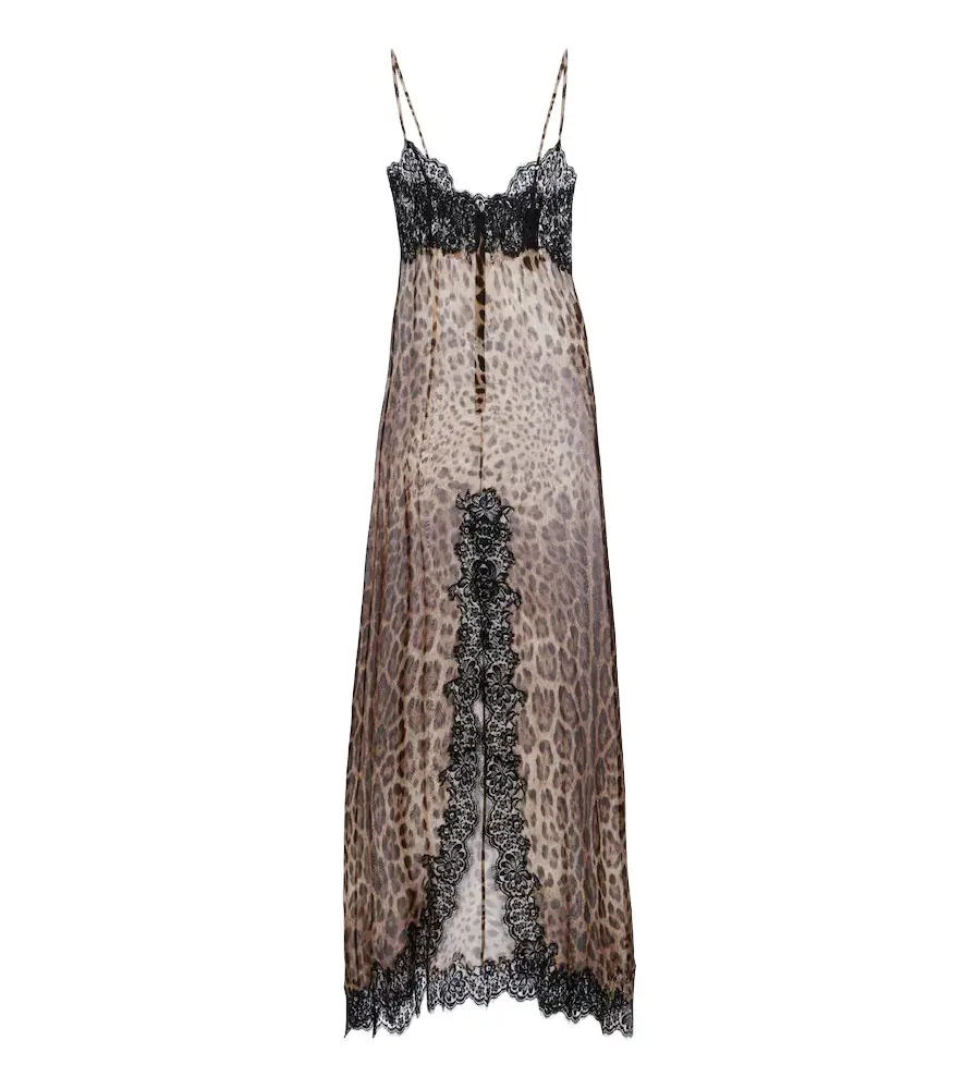 Dolce & Gabbana Lace-trimmed silk-blend chiffon slip dress | Image 1 Dolce & Gabbana Lace-trimmed silk-blend chiffon slip dress | Image 1