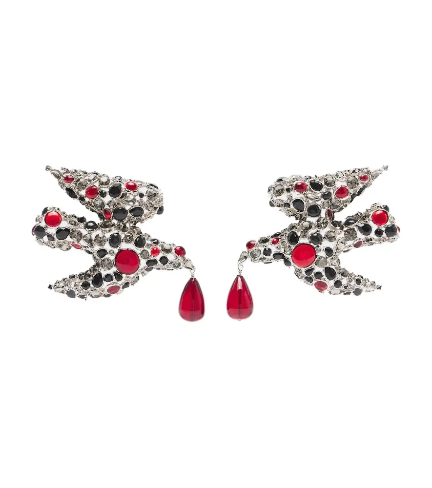 Saint Laurent Dove embellished clip-on earrings | Image 1 Saint Laurent Dove embellished clip-on earrings | Image 1