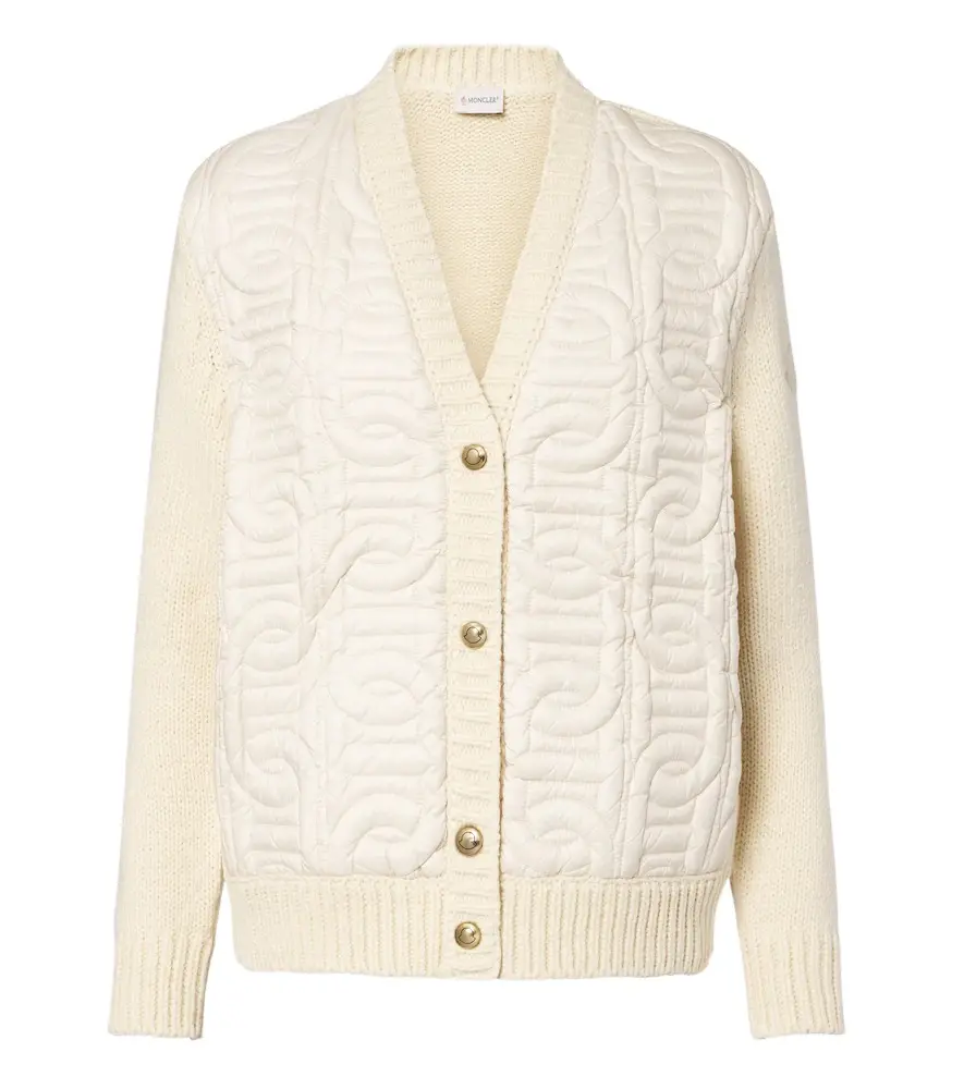 Moncler Down-paneled cotton-blend cardigan | Image 1 Moncler Down-paneled cotton-blend cardigan | Image 1