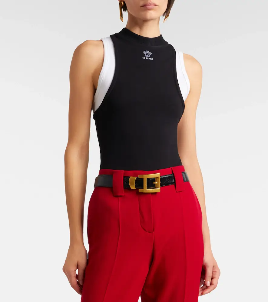 Versace Layered cotton-blend tank top | Thumbnail 2