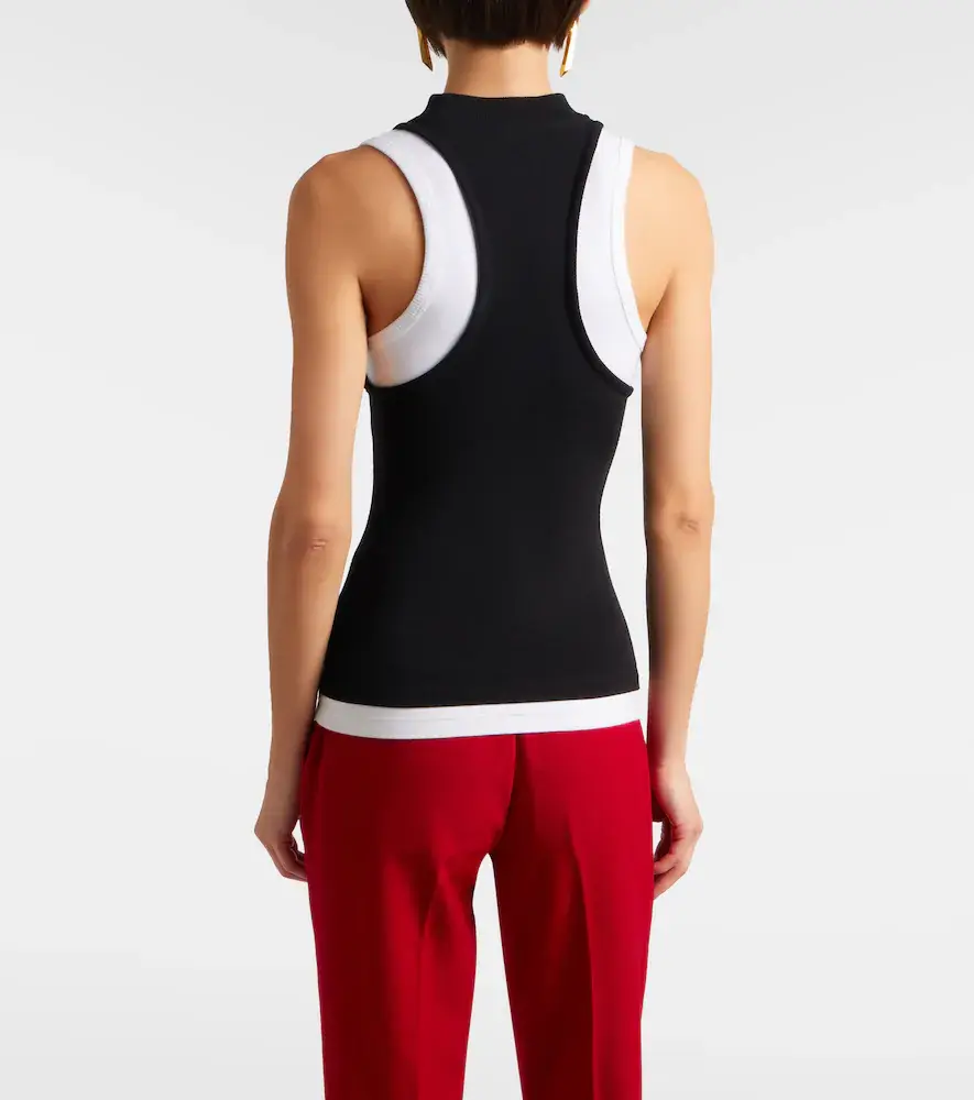 Versace Layered cotton-blend tank top | Thumbnail 4