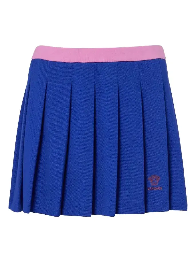 Medusa pleated cotton piqué miniskirt Medusa pleated cotton piqué miniskirt