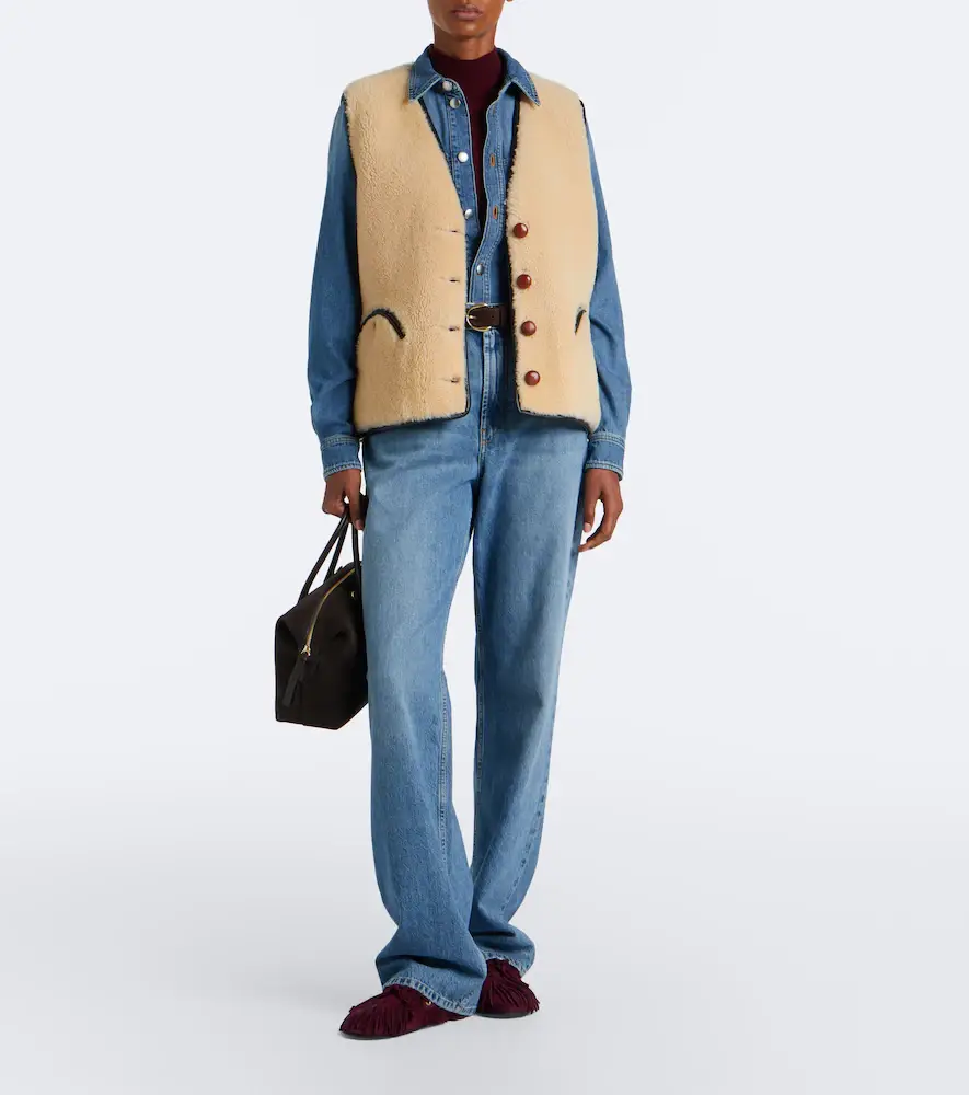 Blazé Milano Blazé Milano Gliss leather-trimmed shearling vest | Thumbnail 2 Blazé Milano Blazé Milano Gliss leather-trimmed shearling vest | Thumbnail 2
