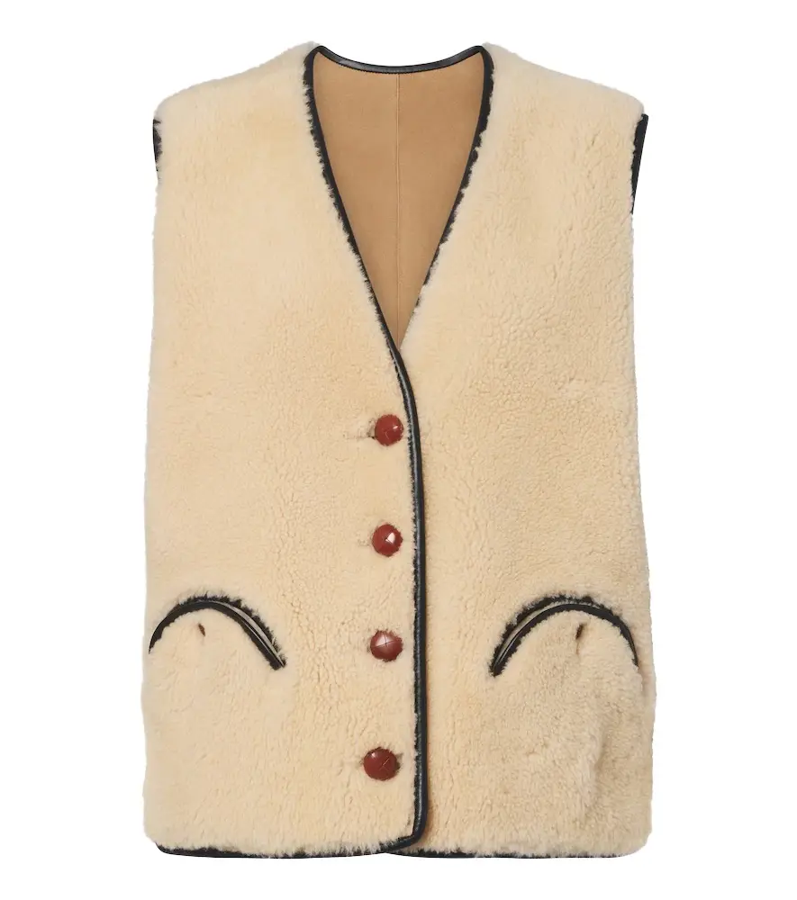 Blazé Milano Blazé Milano Gliss leather-trimmed shearling vest | Image 1 Blazé Milano Blazé Milano Gliss leather-trimmed shearling vest | Image 1