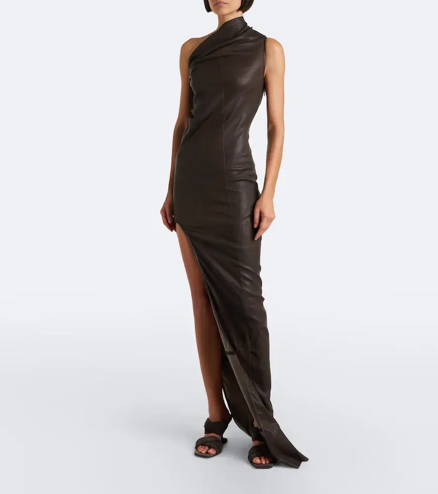 Rick Owens Athena asymmetric draped leather gown | Thumbnail 5 Rick Owens Athena asymmetric draped leather gown | Thumbnail 5