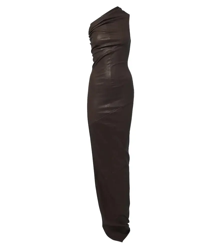 Rick Owens Athena asymmetric draped leather gown | Image 1 Rick Owens Athena asymmetric draped leather gown | Image 1