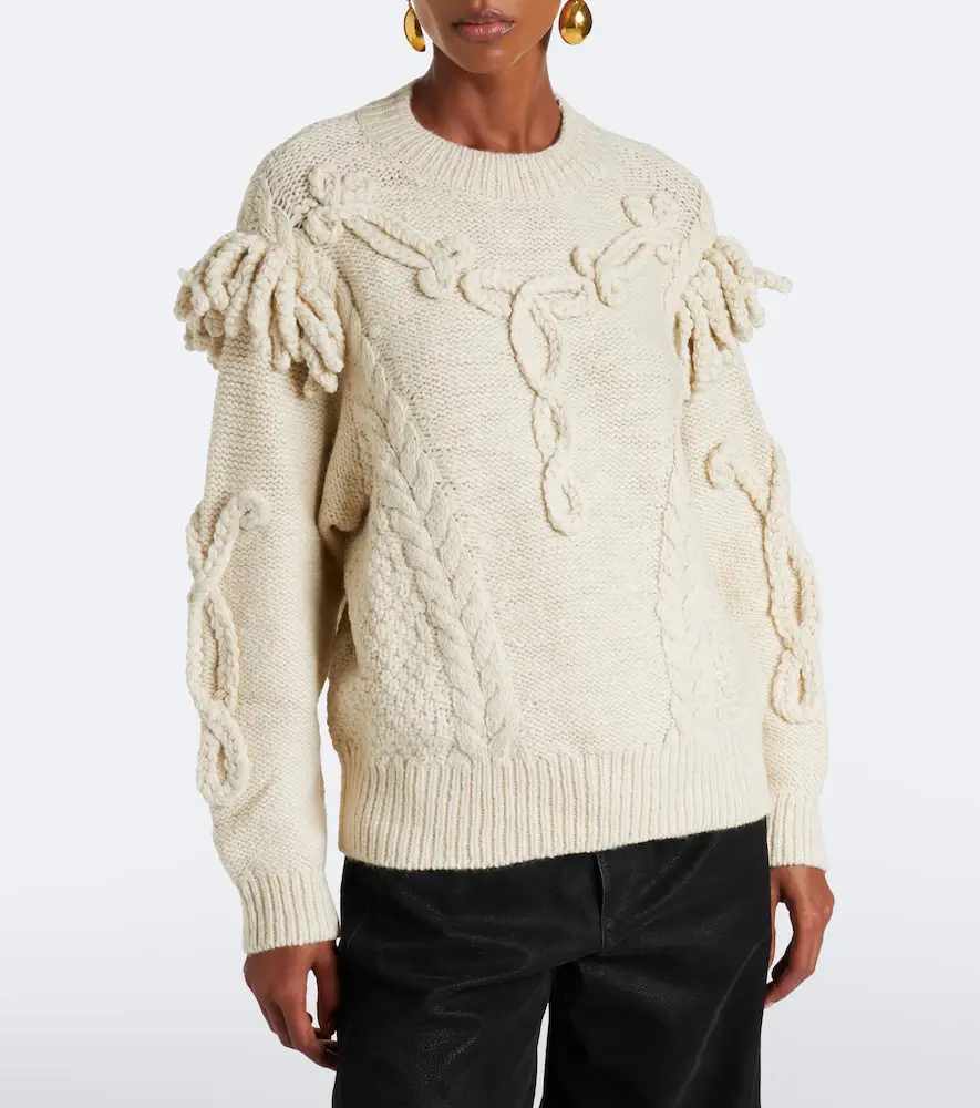Marant Étoile Katria cable-knit fringed wool-blend sweater | Thumbnail 2