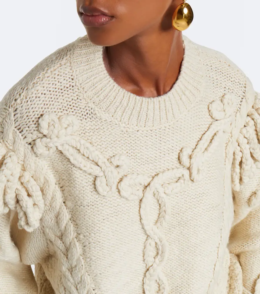 Marant Étoile Katria cable-knit fringed wool-blend sweater | Thumbnail 4