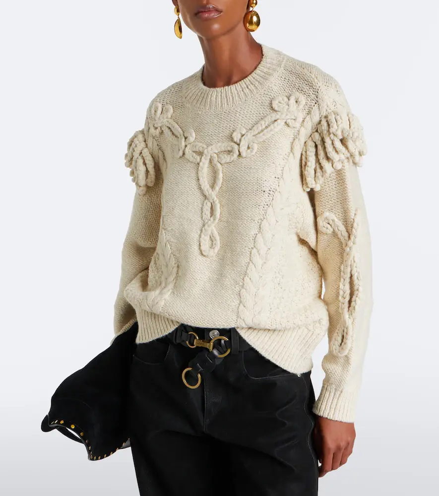 Marant Étoile Katria cable-knit fringed wool-blend sweater | Thumbnail 7