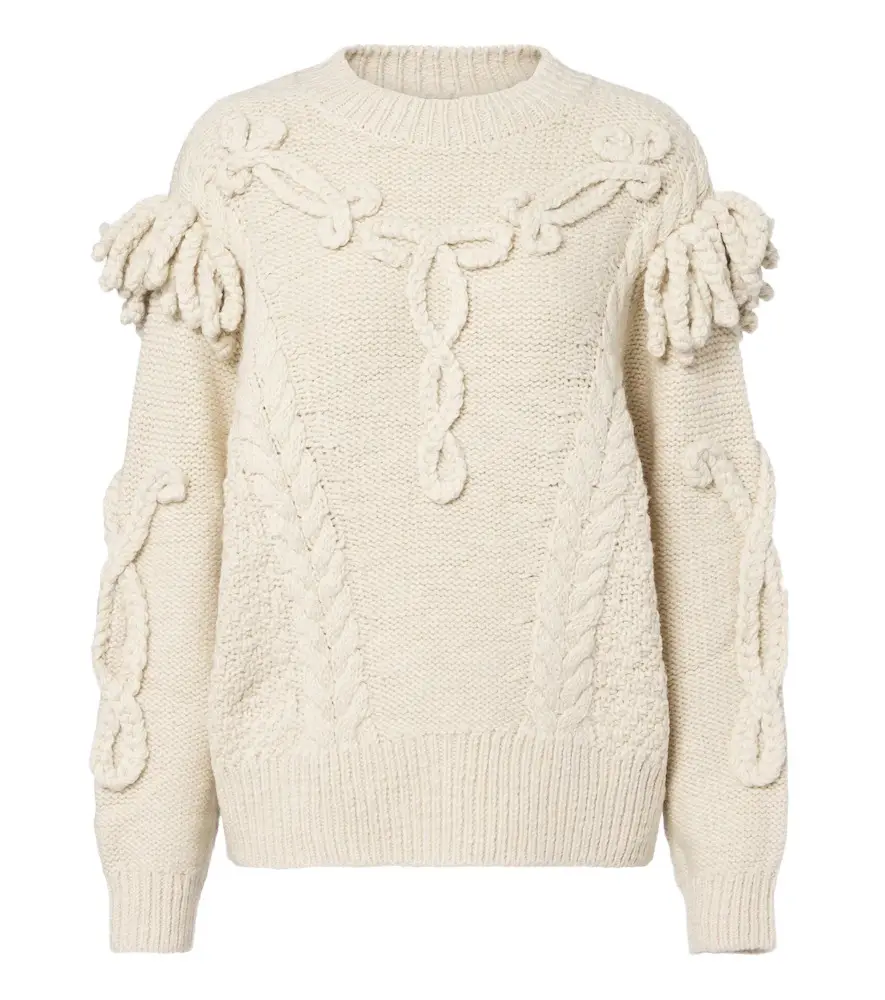 Marant Étoile Katria cable-knit fringed wool-blend sweater | Image 1 Marant Étoile Katria cable-knit fringed wool-blend sweater | Image 1