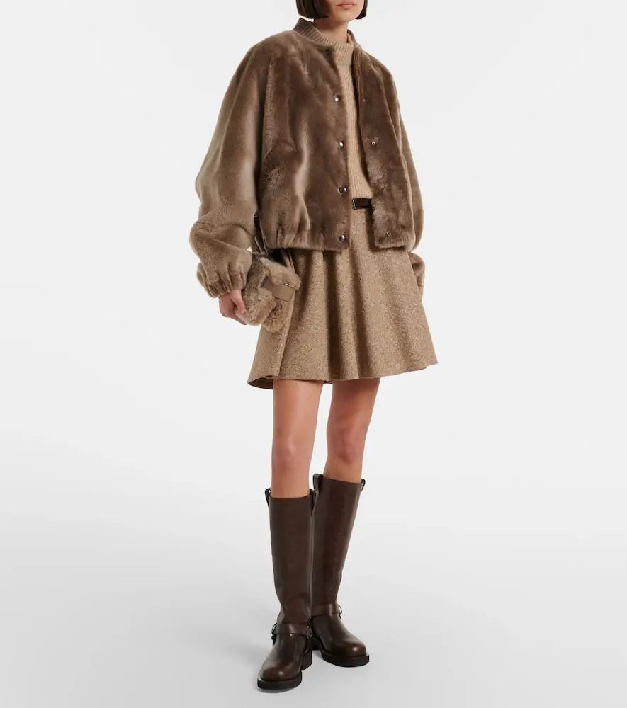 Brunello Cucinelli Cashmere-trimmed shearling bomber jacket | Thumbnail 6