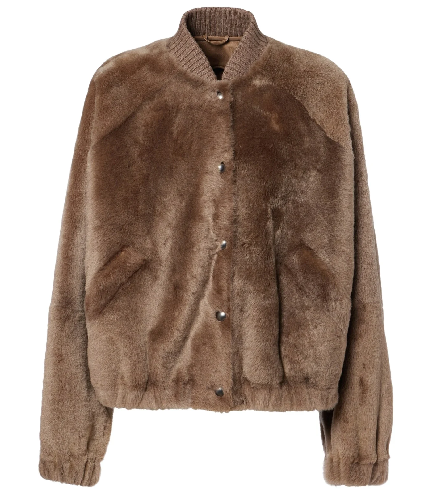 Cashmere-trimmed shearling bomber jacket