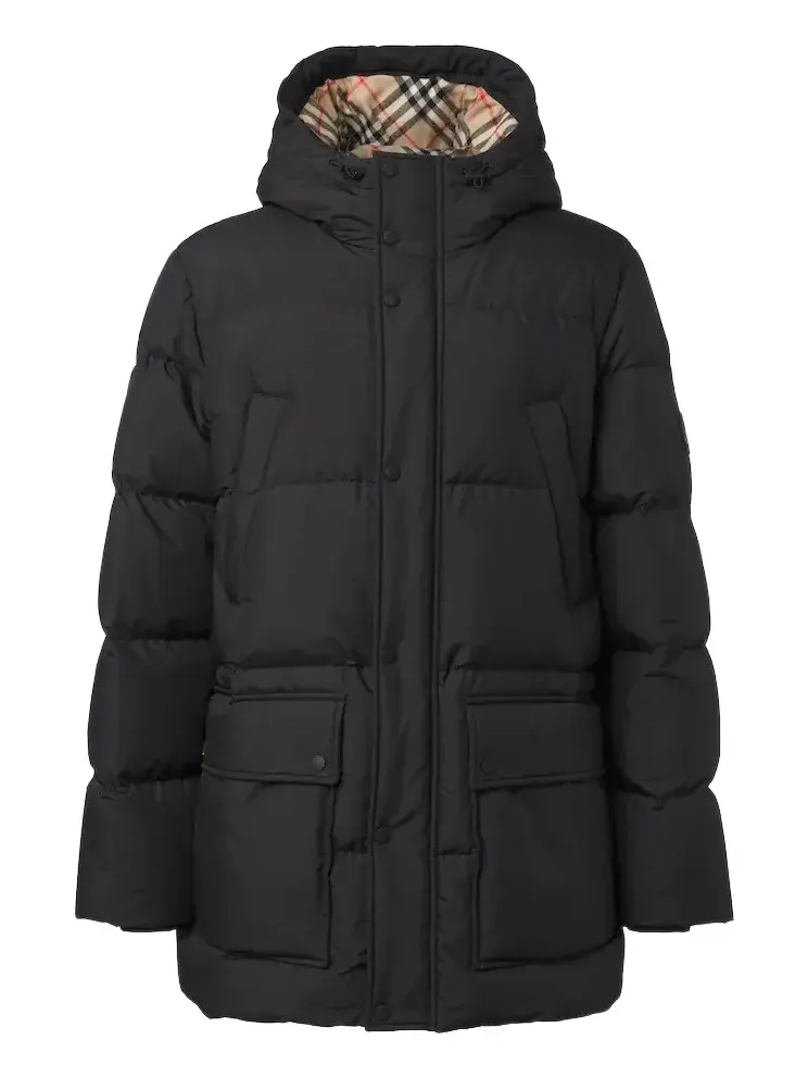 Burberry Check hooded down coat
