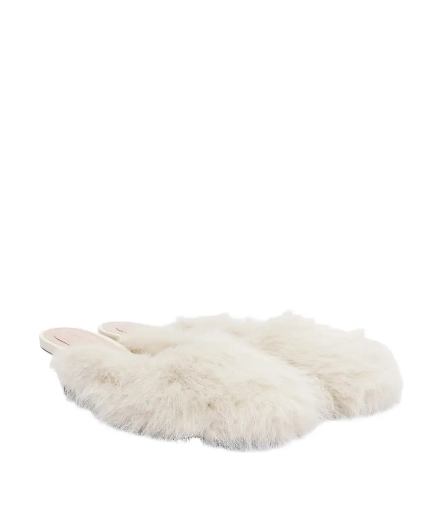 Leather-trimmed mules Leather-trimmed mules