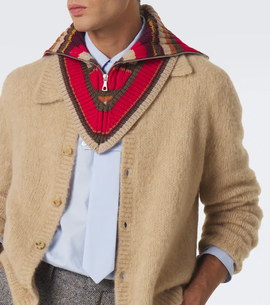 Dries Van Noten Striped wool zip-up collar | Thumbnail 3 Dries Van Noten Striped wool zip-up collar | Thumbnail 3