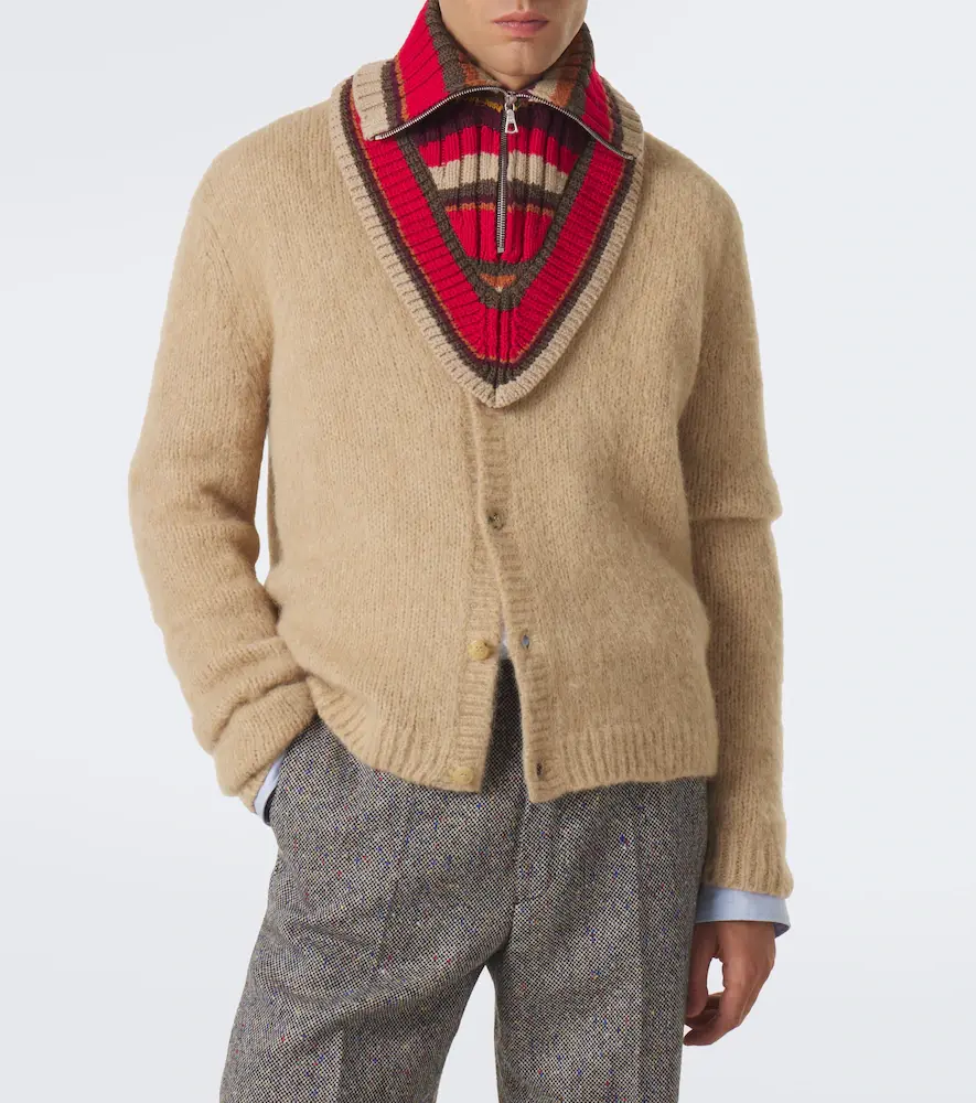 Dries Van Noten Striped wool zip-up collar | Thumbnail 4 Dries Van Noten Striped wool zip-up collar | Thumbnail 4