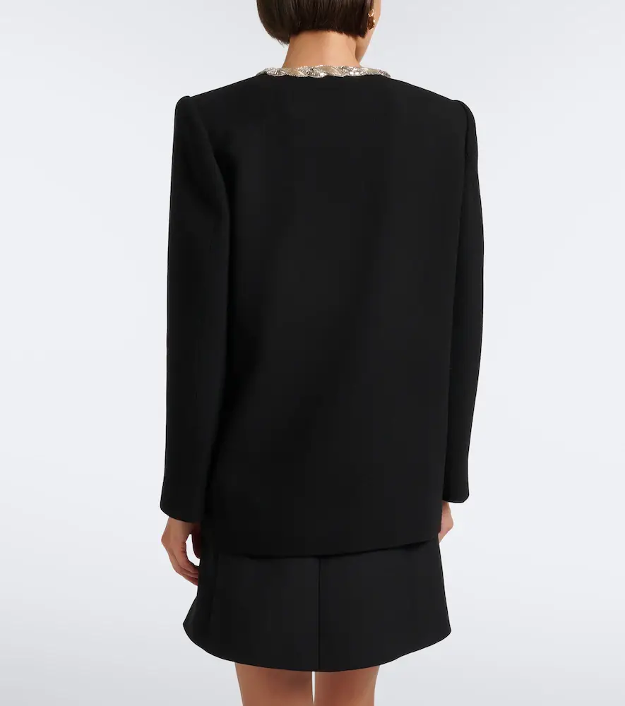 Valentino Garavani Embellished virgin wool crêpe jacket | Thumbnail 4 Valentino Garavani Embellished virgin wool crêpe jacket | Thumbnail 4
