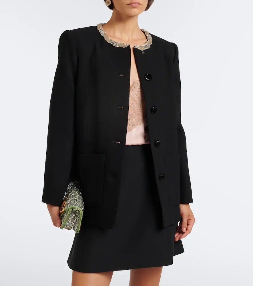 Valentino Garavani Embellished virgin wool crêpe jacket | Thumbnail 5 Valentino Garavani Embellished virgin wool crêpe jacket | Thumbnail 5