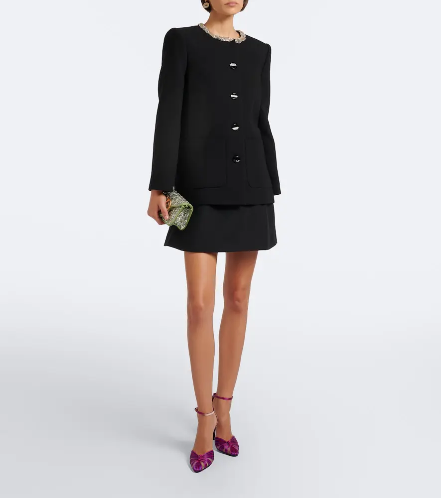 Valentino Garavani Embellished virgin wool crêpe jacket | Thumbnail 6 Valentino Garavani Embellished virgin wool crêpe jacket | Thumbnail 6
