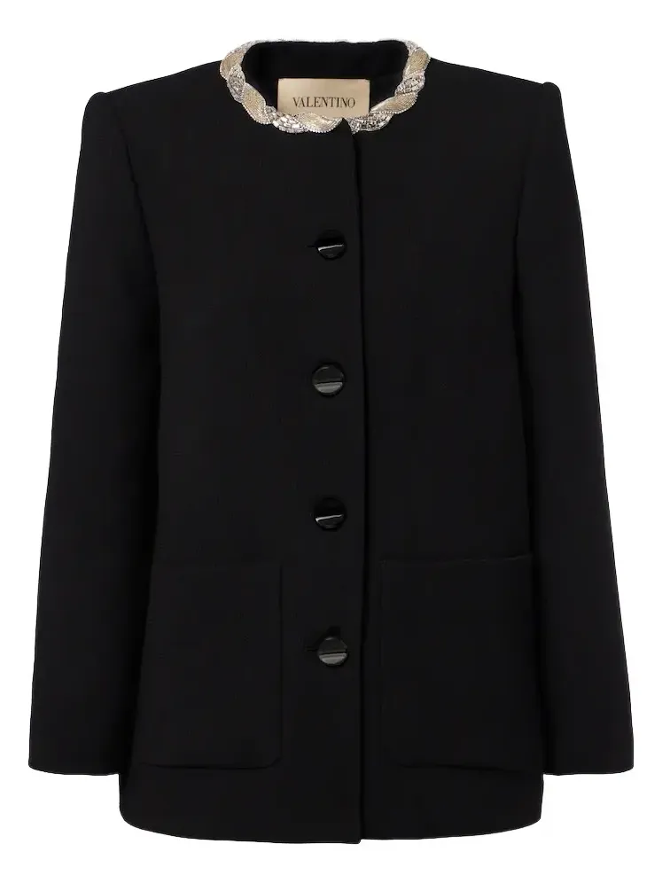 Embellished virgin wool crêpe jacket