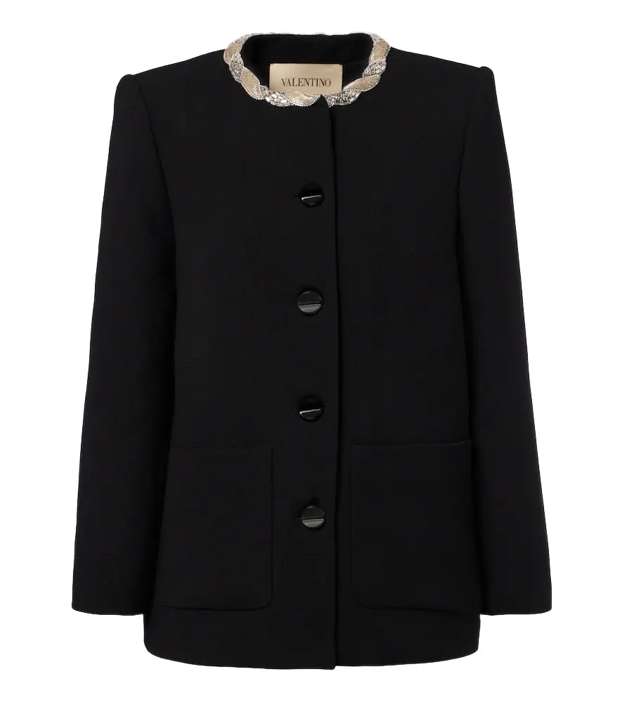 Valentino Embellished virgin wool crêpe jacket | Image 1 Valentino Embellished virgin wool crêpe jacket | Image 1