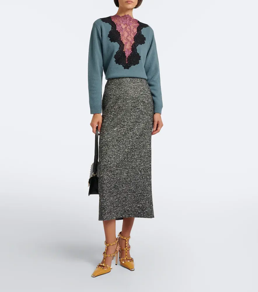 Valentino Garavani Chevron wool-blend bouclé pencil skirt | Thumbnail 2 Valentino Garavani Chevron wool-blend bouclé pencil skirt | Thumbnail 2