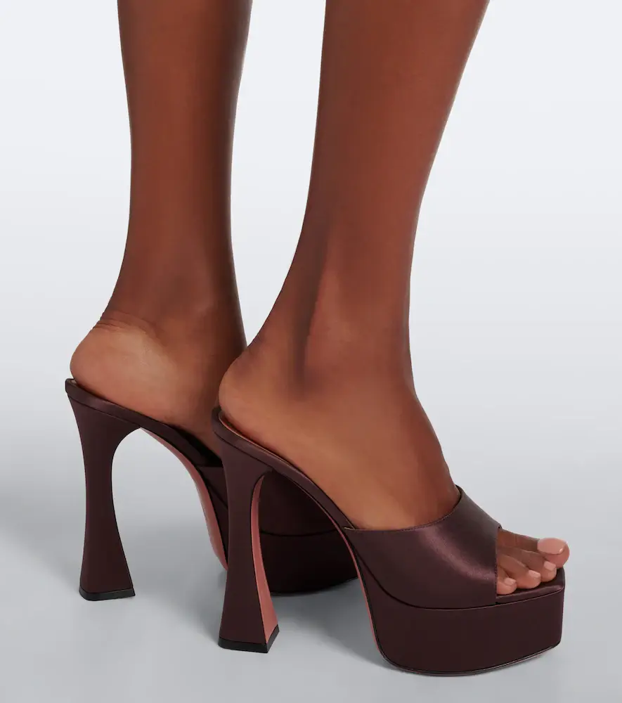 Amina Muaddi Dalida satin platform mules | Thumbnail 6 Amina Muaddi Dalida satin platform mules | Thumbnail 6