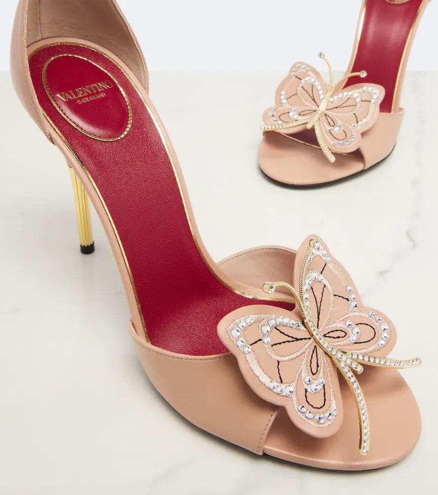 Valentino Garavani Flutterby embellished leather sandals | Thumbnail 2 Valentino Garavani Flutterby embellished leather sandals | Thumbnail 2
