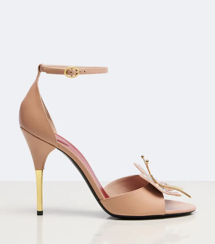 Valentino Garavani Flutterby embellished leather sandals | Thumbnail 3 Valentino Garavani Flutterby embellished leather sandals | Thumbnail 3