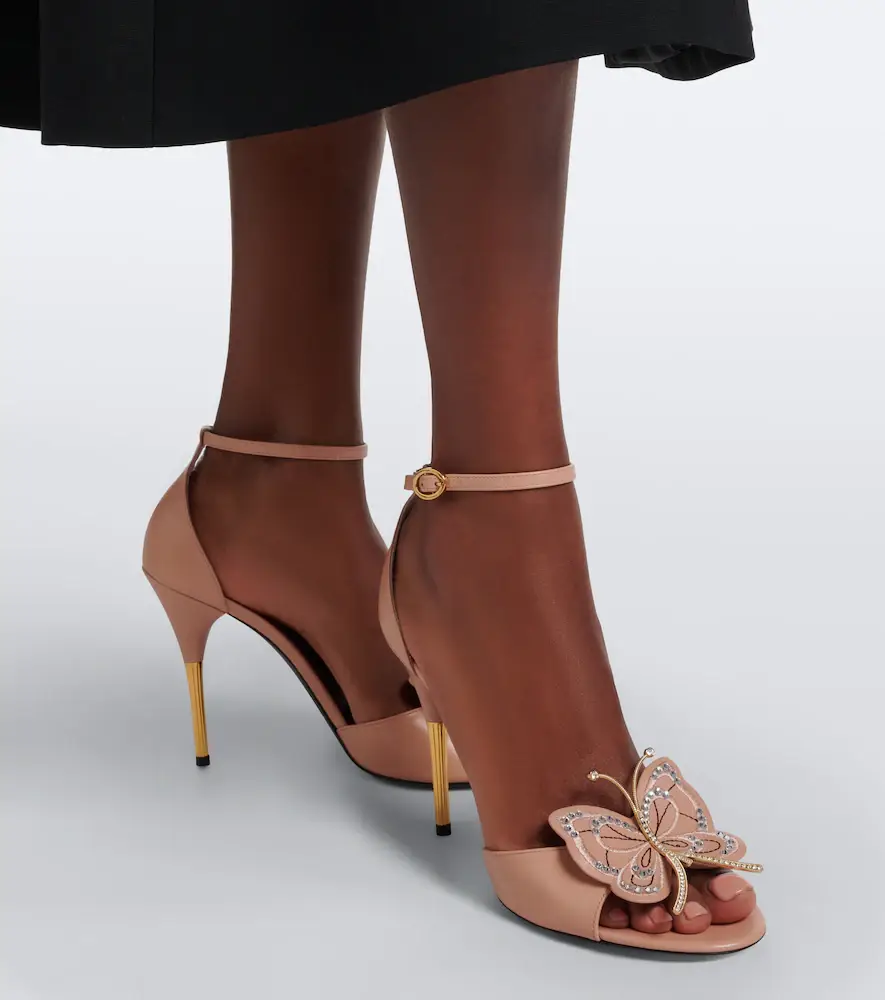 Valentino Garavani Flutterby embellished leather sandals | Thumbnail 6 Valentino Garavani Flutterby embellished leather sandals | Thumbnail 6