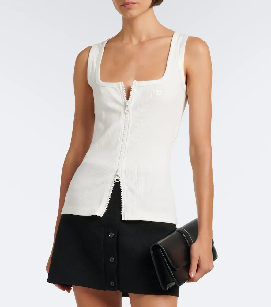 Courrèges Courrèges Ribbed-knit cotton zip-up tank top | Thumbnail 5 Courrèges Courrèges Ribbed-knit cotton zip-up tank top | Thumbnail 5