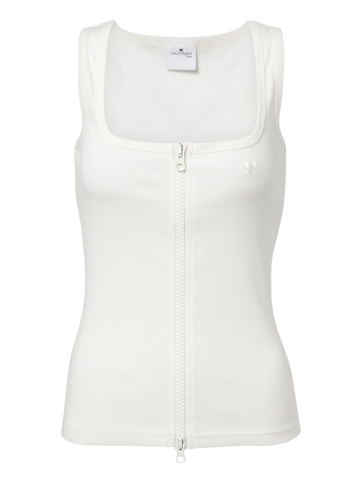 Courrèges Courrèges Ribbed-knit cotton zip-up tank top