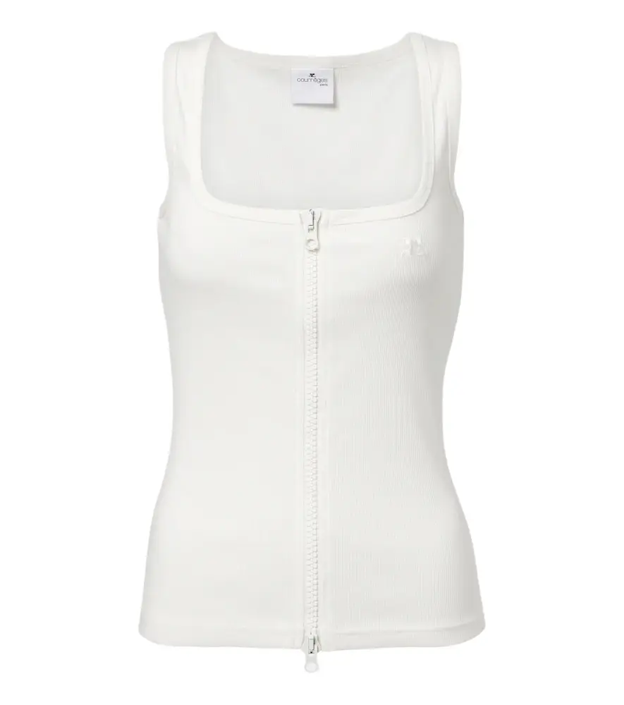 Courreges Courrèges Ribbed-knit cotton zip-up tank top | Image 1 Courreges Courrèges Ribbed-knit cotton zip-up tank top | Image 1