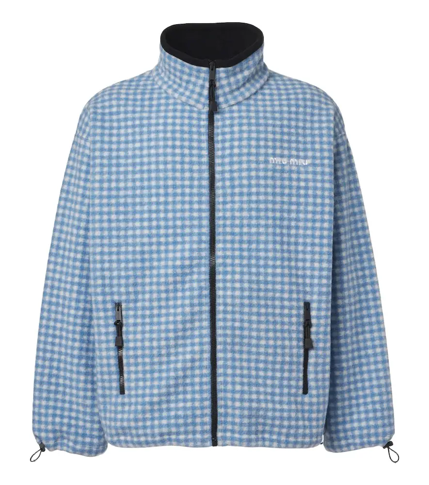 Gingham fleece jacket