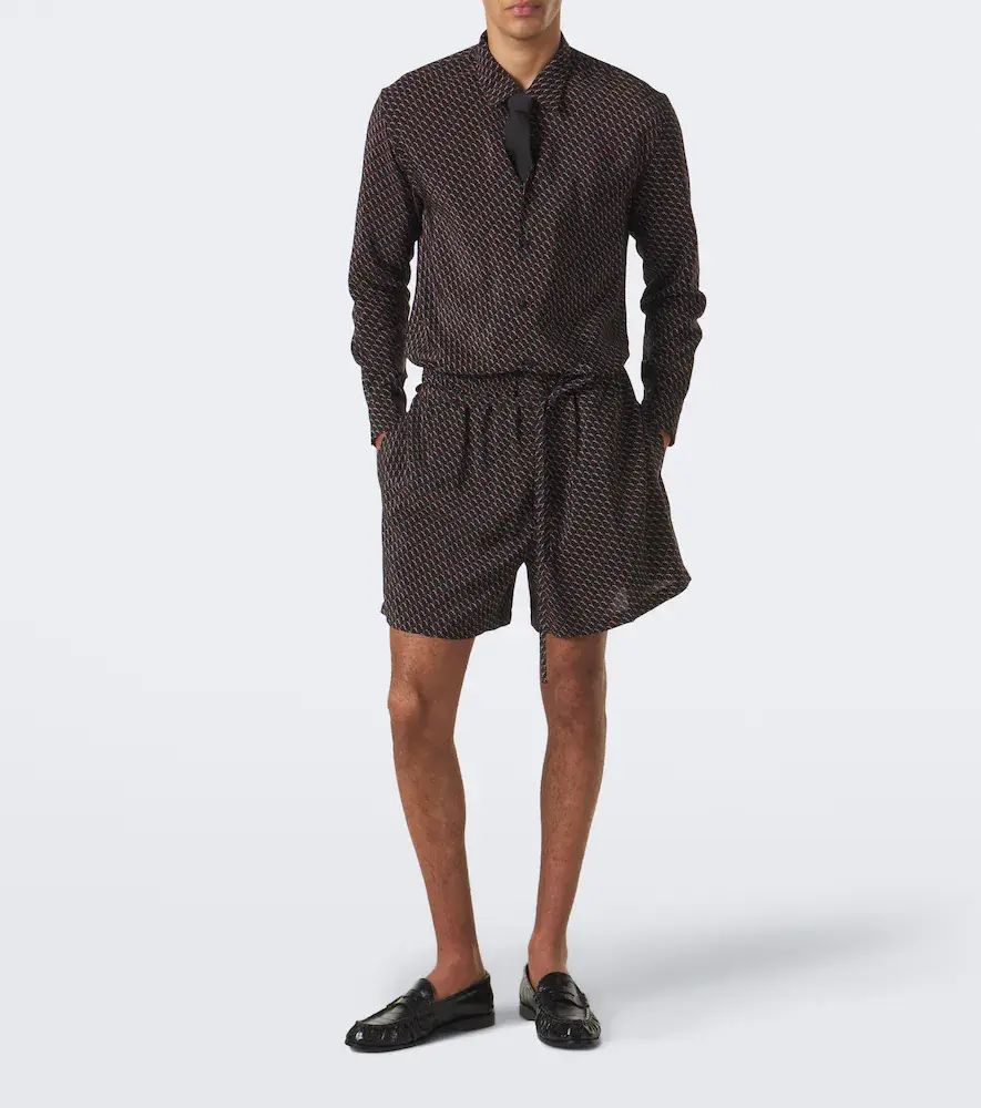 Saint Laurent Cassandre printed silk shorts | Thumbnail 2 Saint Laurent Cassandre printed silk shorts | Thumbnail 2