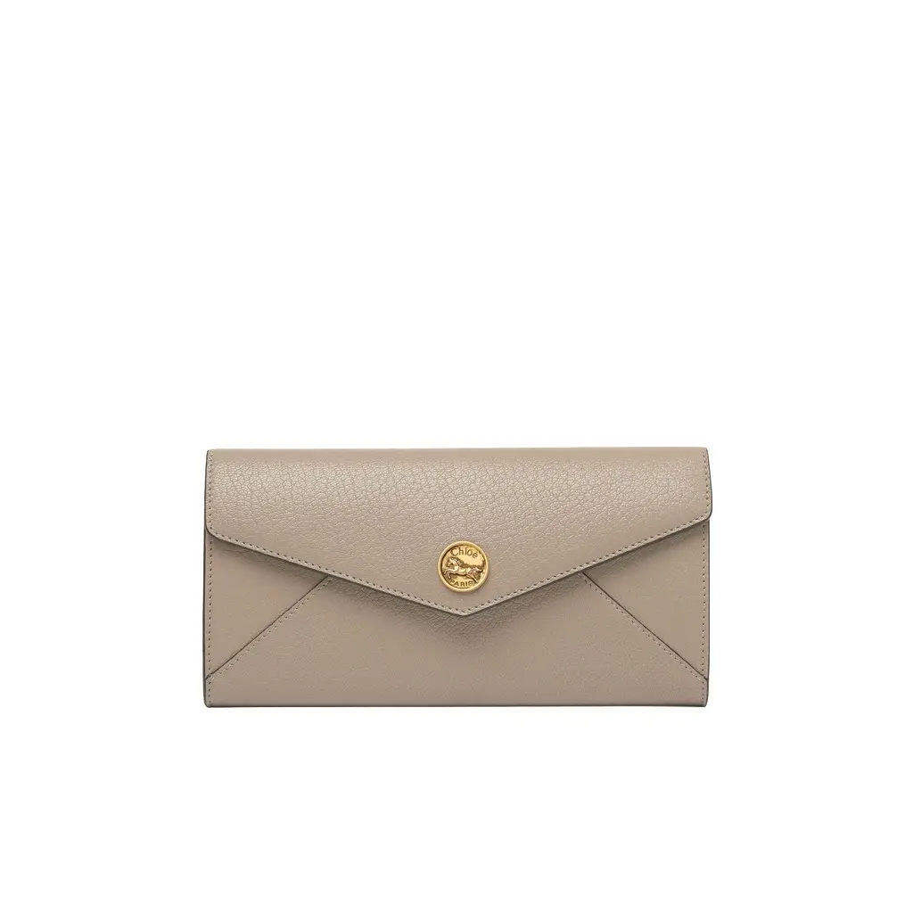 Chloé Envelope long wallet with flap in grained leather | Image 1 Chloé Envelope long wallet with flap in grained leather | Image 1