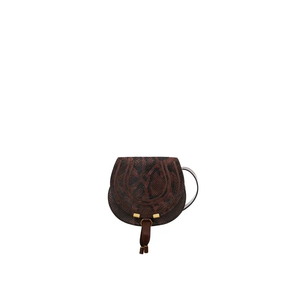 Chloé Small Marcie saddle bag in python-effect leather | Image 1 Chloé Small Marcie saddle bag in python-effect leather | Image 1