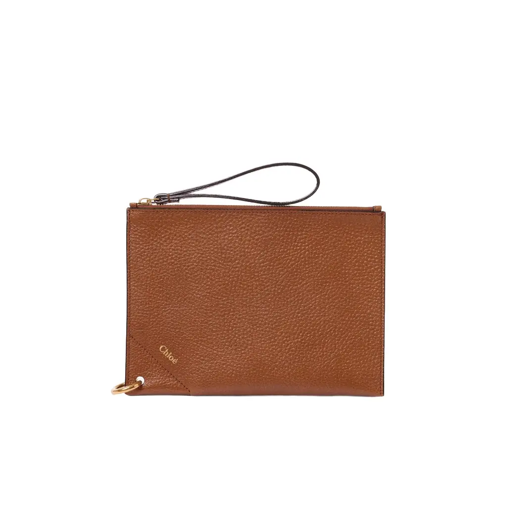 Chloé Chloé Spin zipped pouch in grained leather | Image 1 Chloé Chloé Spin zipped pouch in grained leather | Image 1