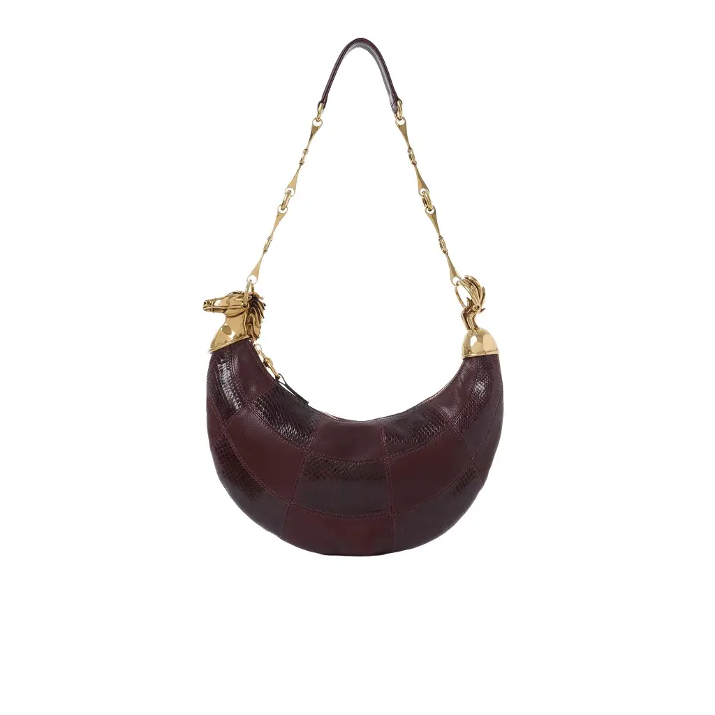Chain Horse shoulder bag in grained leather & snakeskin