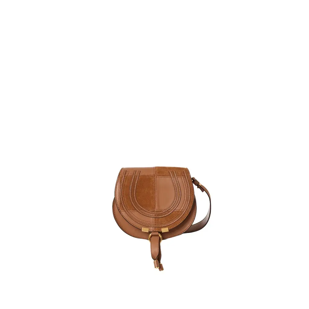 Chloé Small Marcie saddle bag in grained & suede leather | Image 1 Chloé Small Marcie saddle bag in grained & suede leather | Image 1