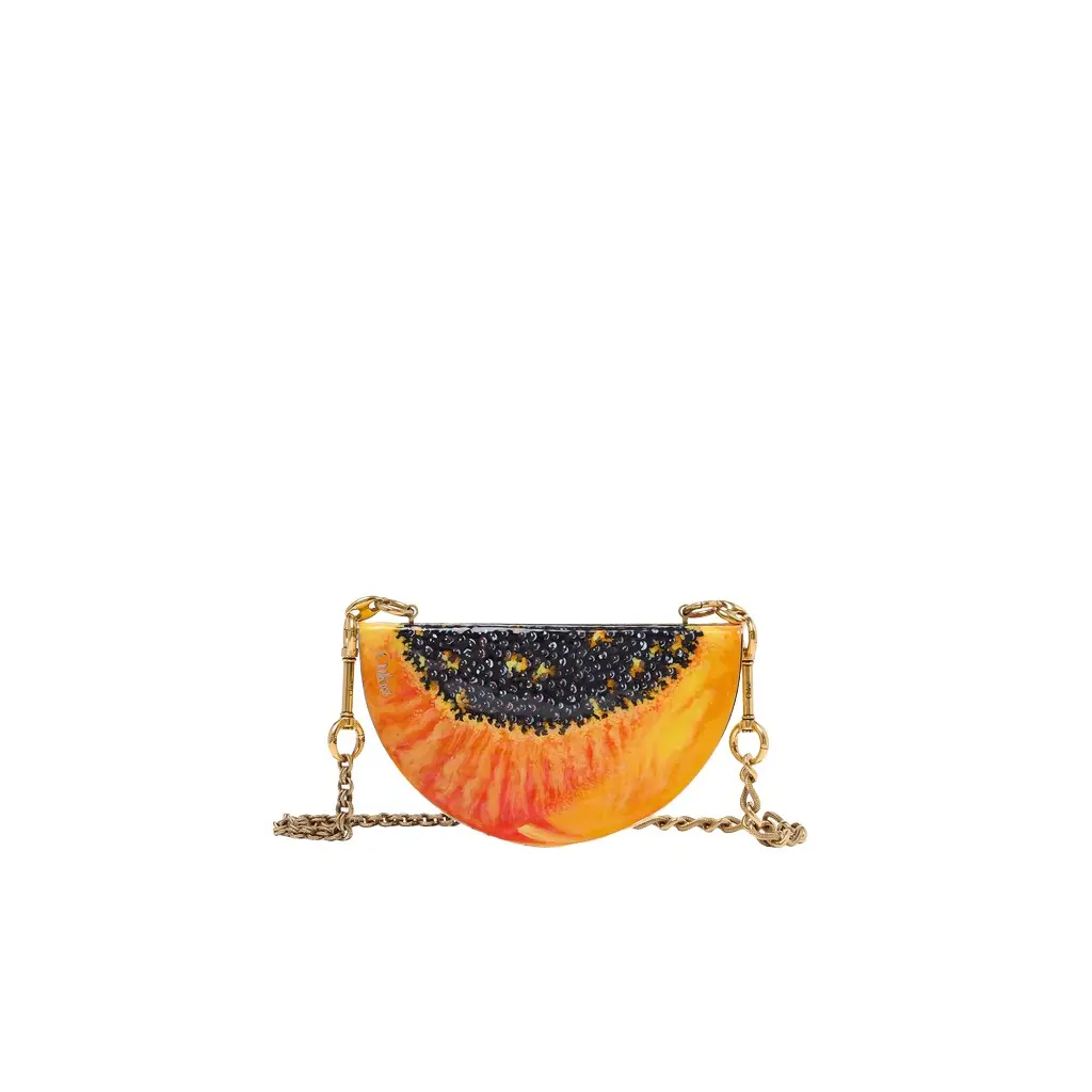 Chloé Chloé Tropicus papaya minaudière in brass | Image 1 Chloé Chloé Tropicus papaya minaudière in brass | Image 1